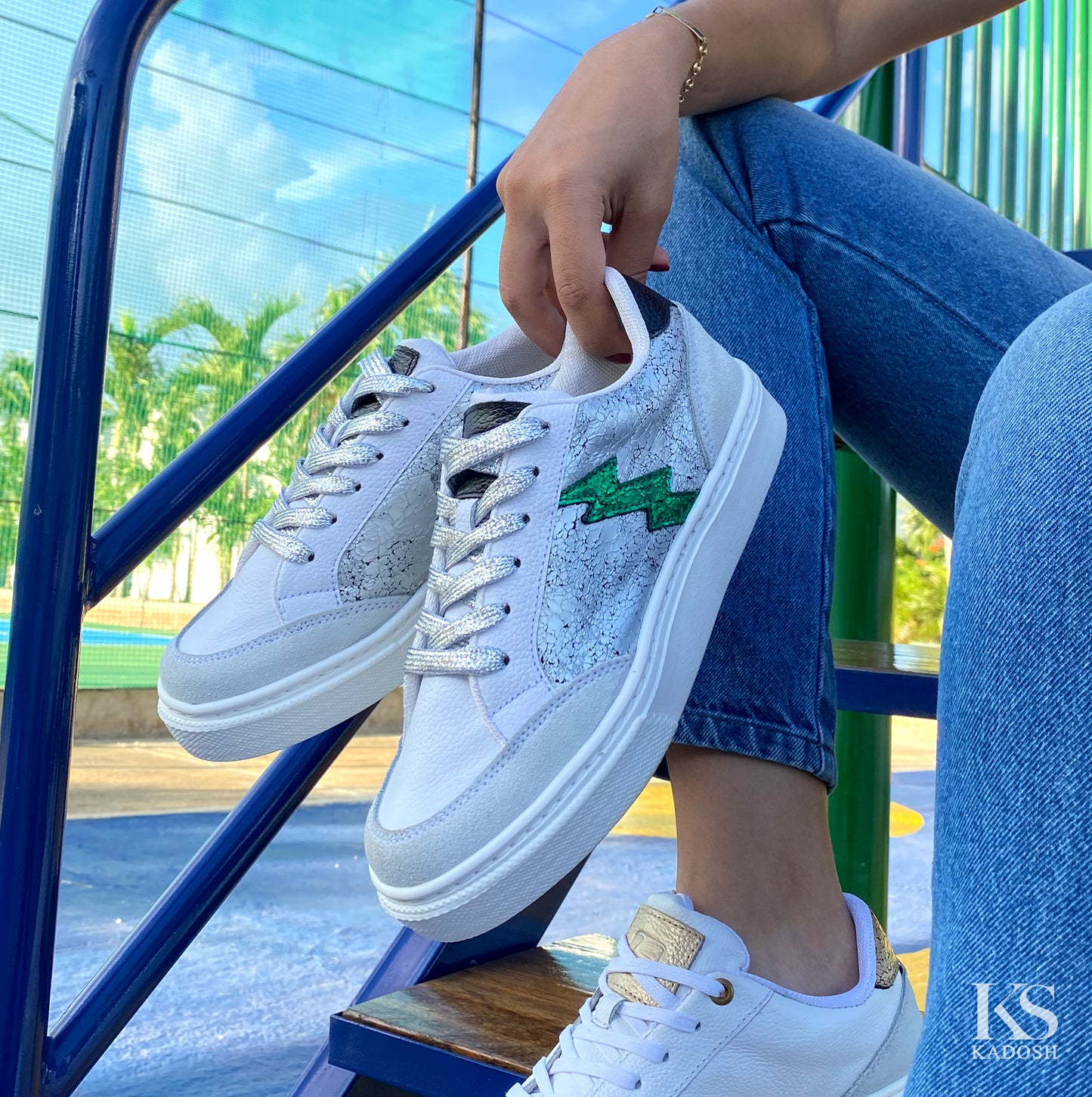 TENIS MUJER SKY CUERO VERDE