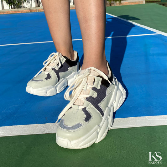 Últimas tallas - TENIS MUJER CUERO ESPRING BEIGE