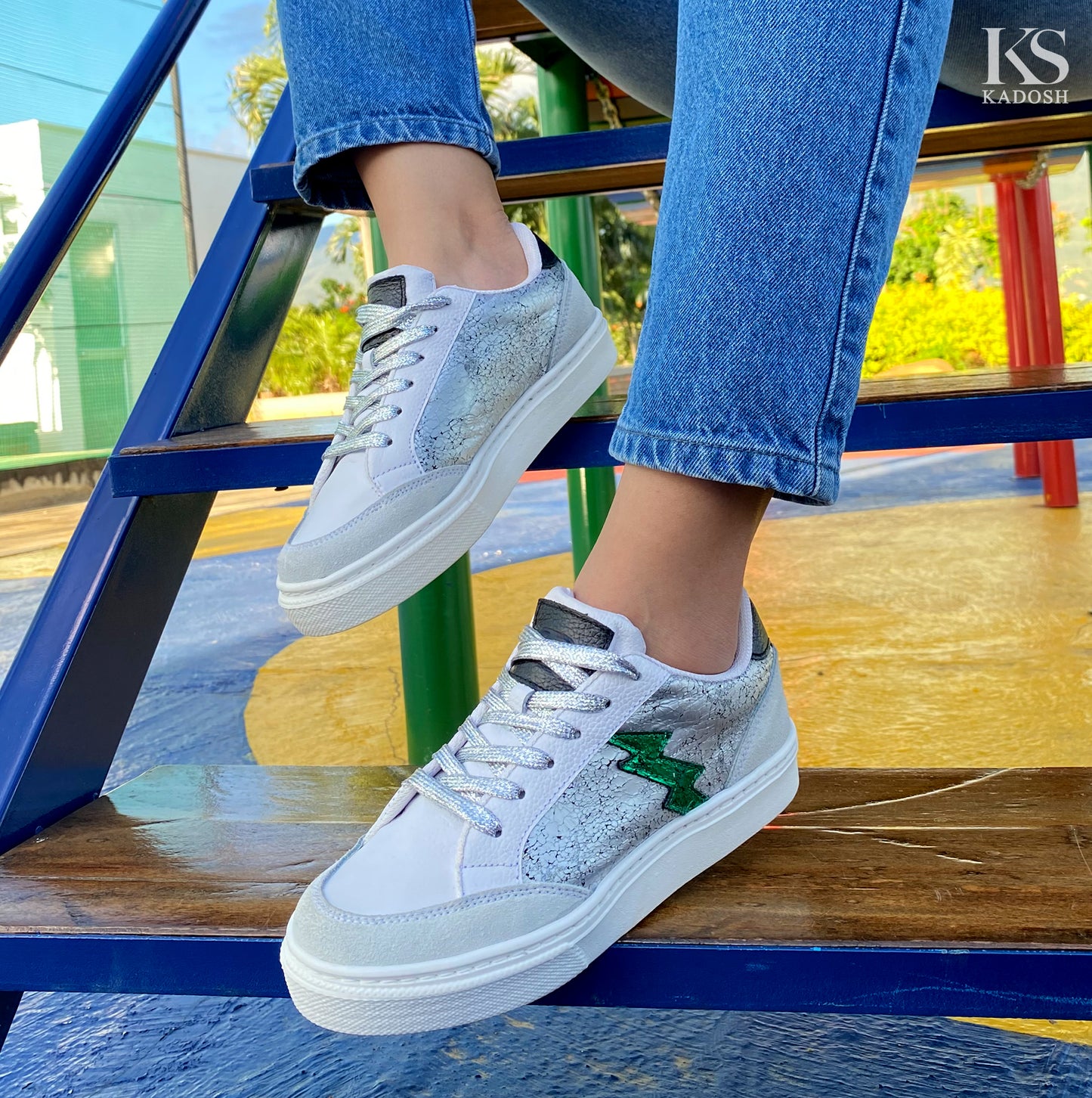TENIS MUJER SKY CUERO VERDE