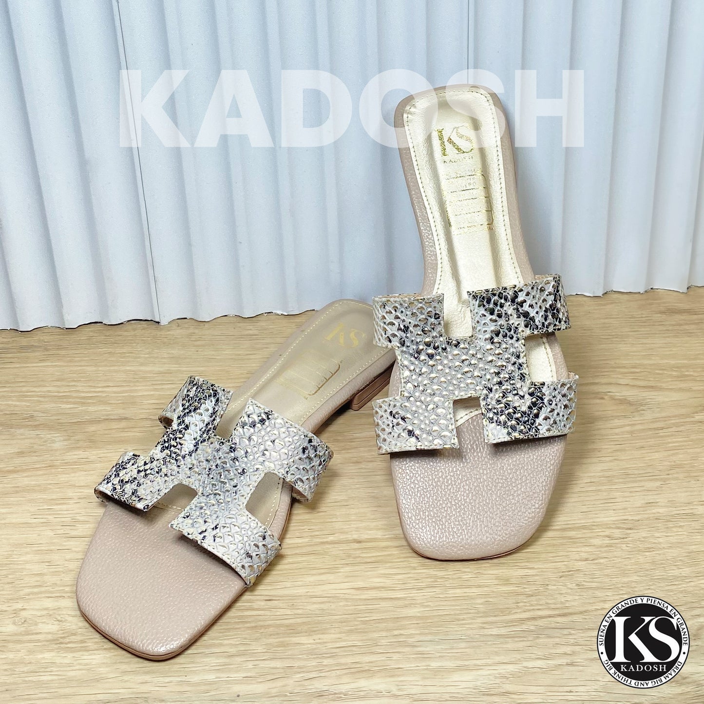 Últimas tallas - SANDALIA 100% CUERO PRINT TAUPE