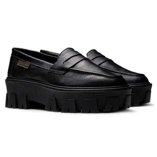 Últimas tallas-TENIS MUJER OXFORD CUERO NEGRO