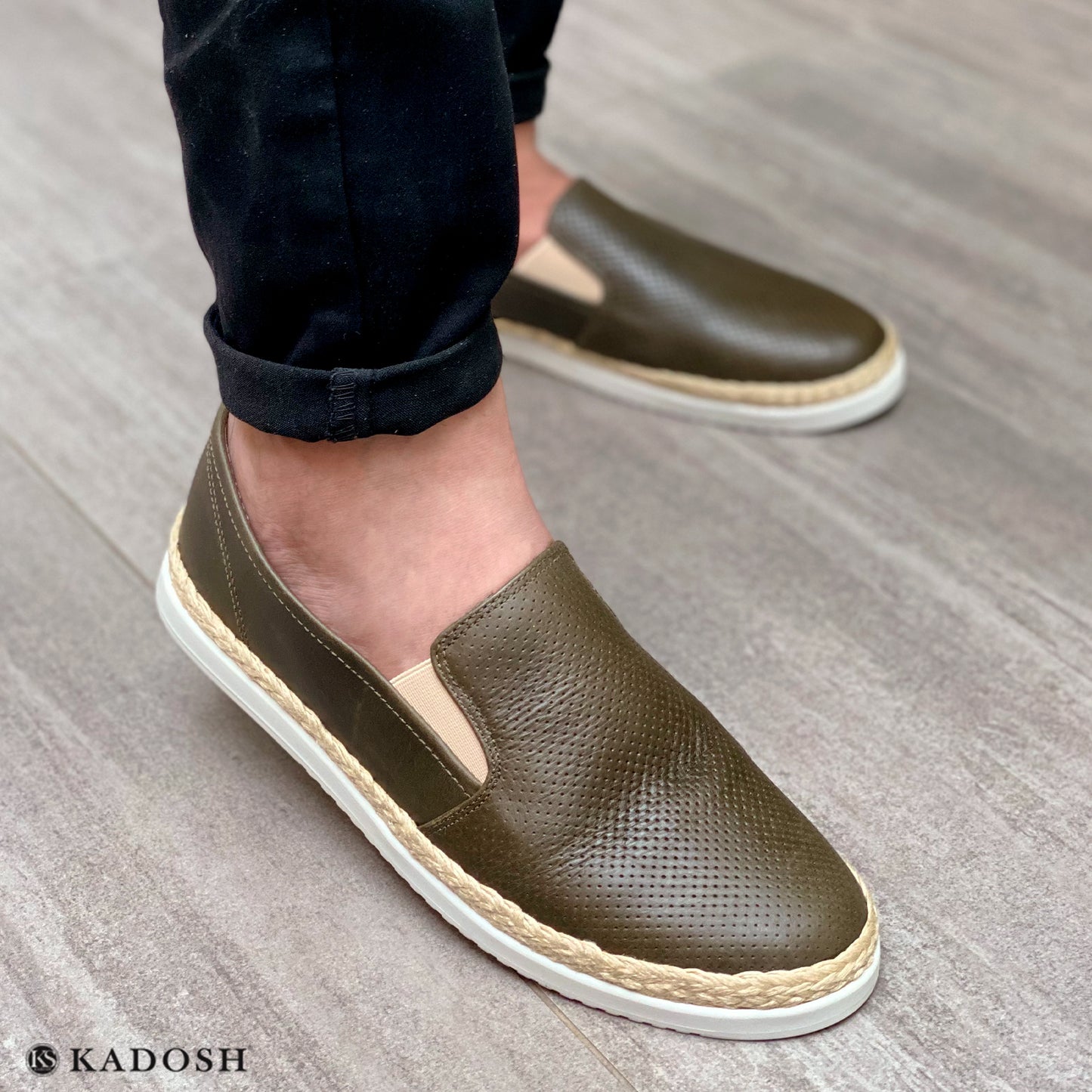 Últimas tallas - TENIS HOMBRE ESPADRILA CUERO VERDE