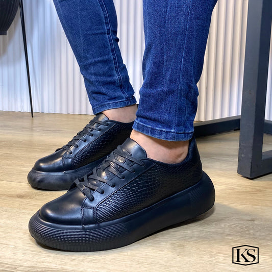 TENIS HOMBRE CUERO CABERNET NEGRO