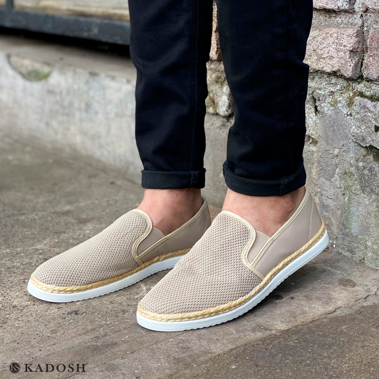 Últimas tallas - TENIS HOMBRE ESPADRILA MALLA BEIGE NEW