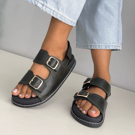 Últimas tallas - NOHEMI CUERO VERDE OSCURO