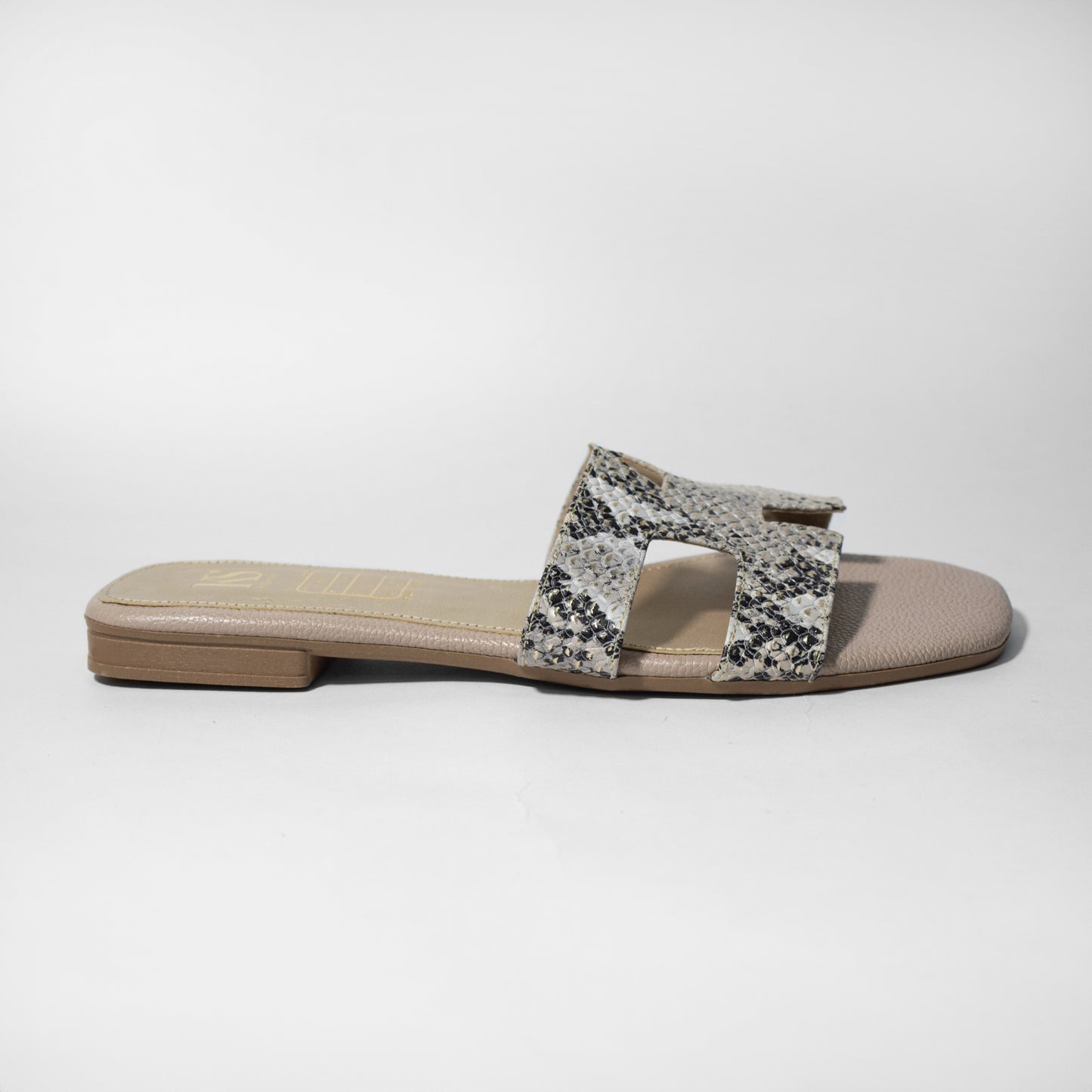 Últimas tallas - SANDALIA 100% CUERO PRINT TAUPE