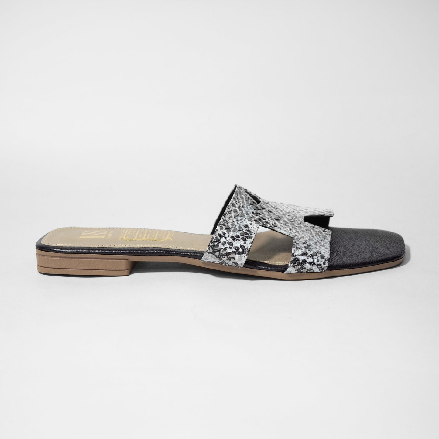 Últimas tallas - SANDALIA MUJER 100% CUERO PRINT NEGRA