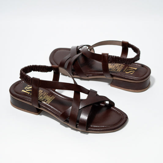 Últimas tallas - SANDALIA MAGNOLIA 100% CUERO CAFÉ