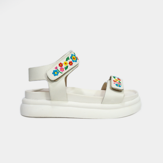 AMELIA BORDADA HUESO 100% CUERO