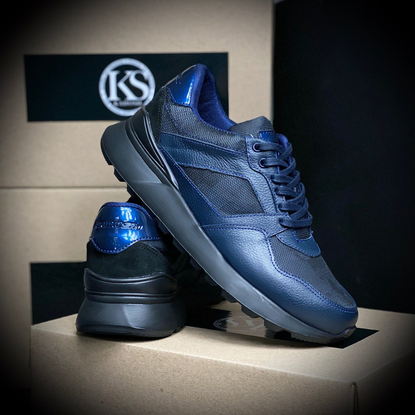 Últimas tallas - TENIS HOMBRE CUERO BOSTON AZUL