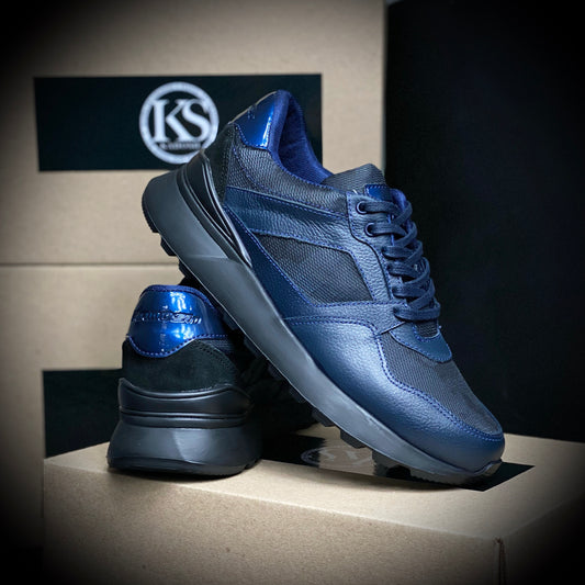 Últimas tallas - TENIS HOMBRE CUERO BOSTON AZUL