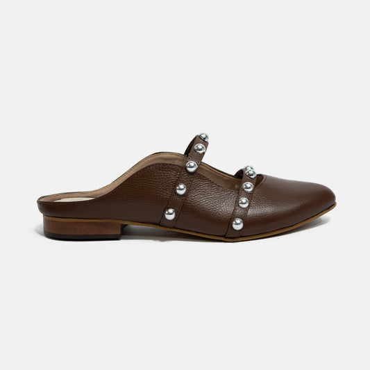 Últimas tallas - ZUECOS AURELIA CAFÉ 100% CUERO