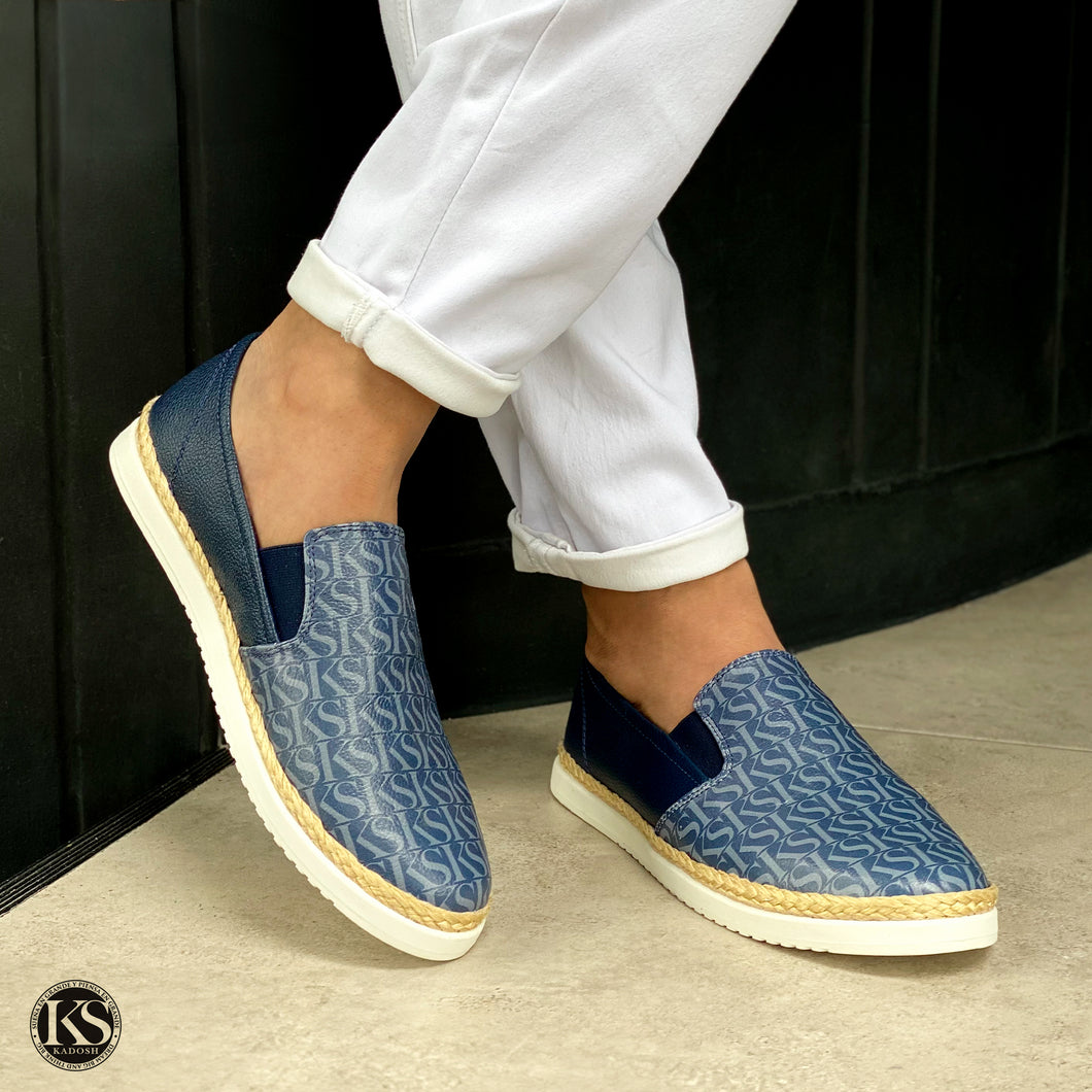 TENIS HOMBRE ESPADRILA CUERO KS AZUL