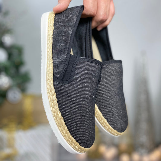 Últimas tallas - TENIS HOMBRE ESPADRILA JEAN NEGRO