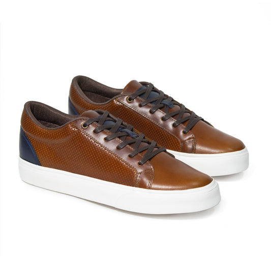 Últimas tallas - TENIS HOMBRE CUERO K80 CAFE / AZUL