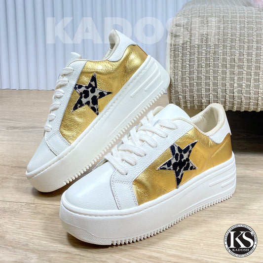 Últimas tallas - TENIS MUJER STAR GOLD 100% CUERO