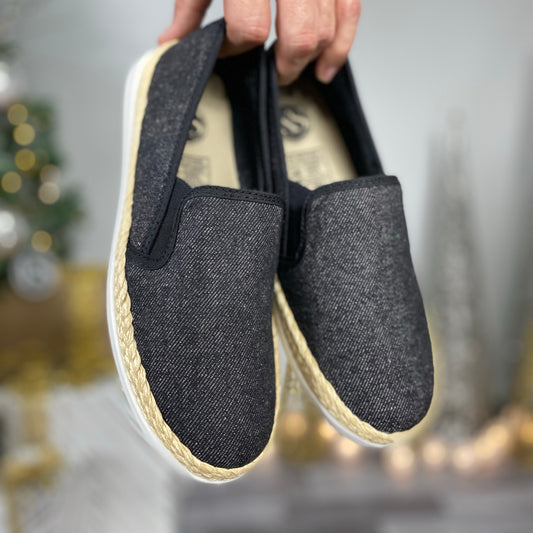 Últimas tallas - TENIS HOMBRE ESPADRILA JEAN NEGRO