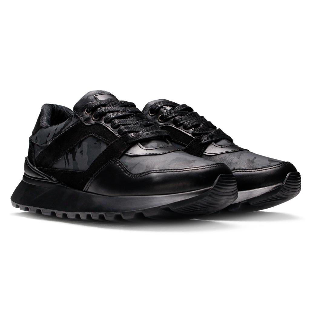 Últimas tallas- TENIS HOMBRE CUERO BOSTON CUERO CAMUFLADO NEGRO