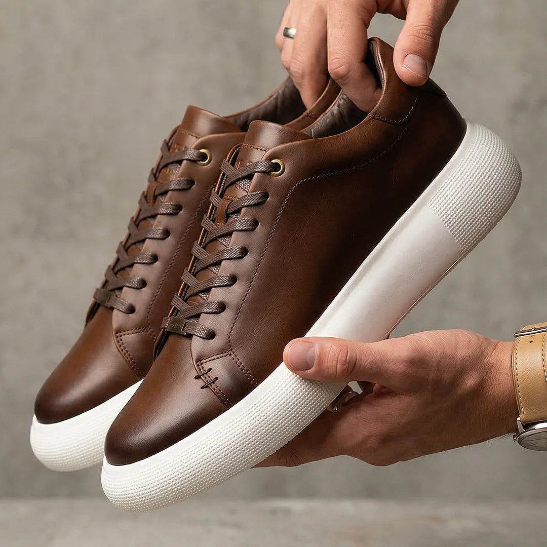 TENIS HOMBRE CUERO KONG CAFÉ