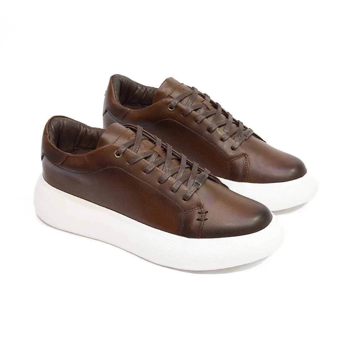 TENIS HOMBRE CUERO KONG CAFÉ