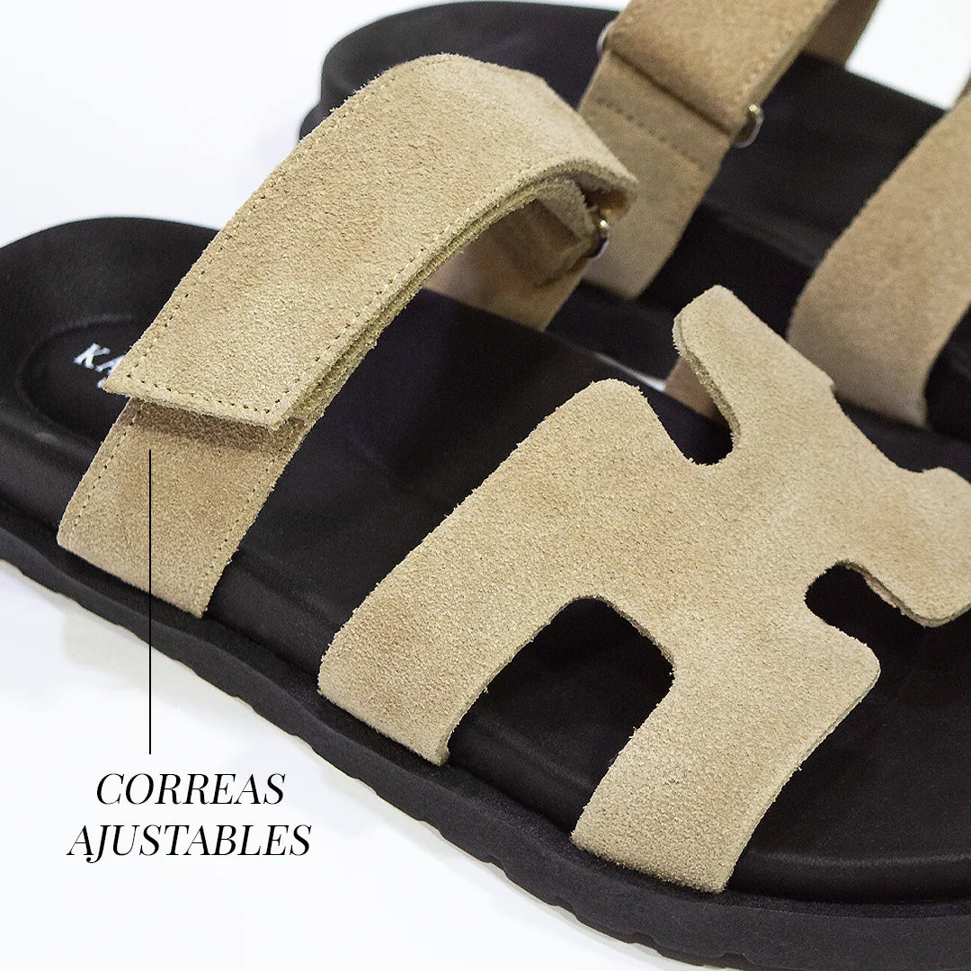 SANDALIAS HOMBRE INVICTUS CUERO GAMUZA TAUPE