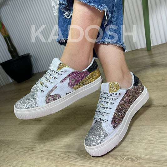 Últimas tallas-TENIS MUJER STAR MULTI CUERO