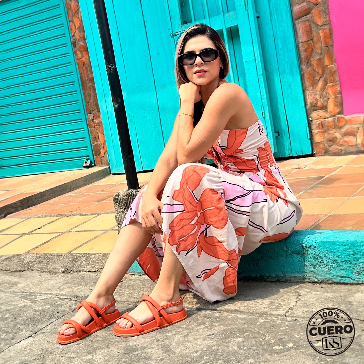 Ultimas tallas - FRANCHESCA NARANJA 100% CUERO
