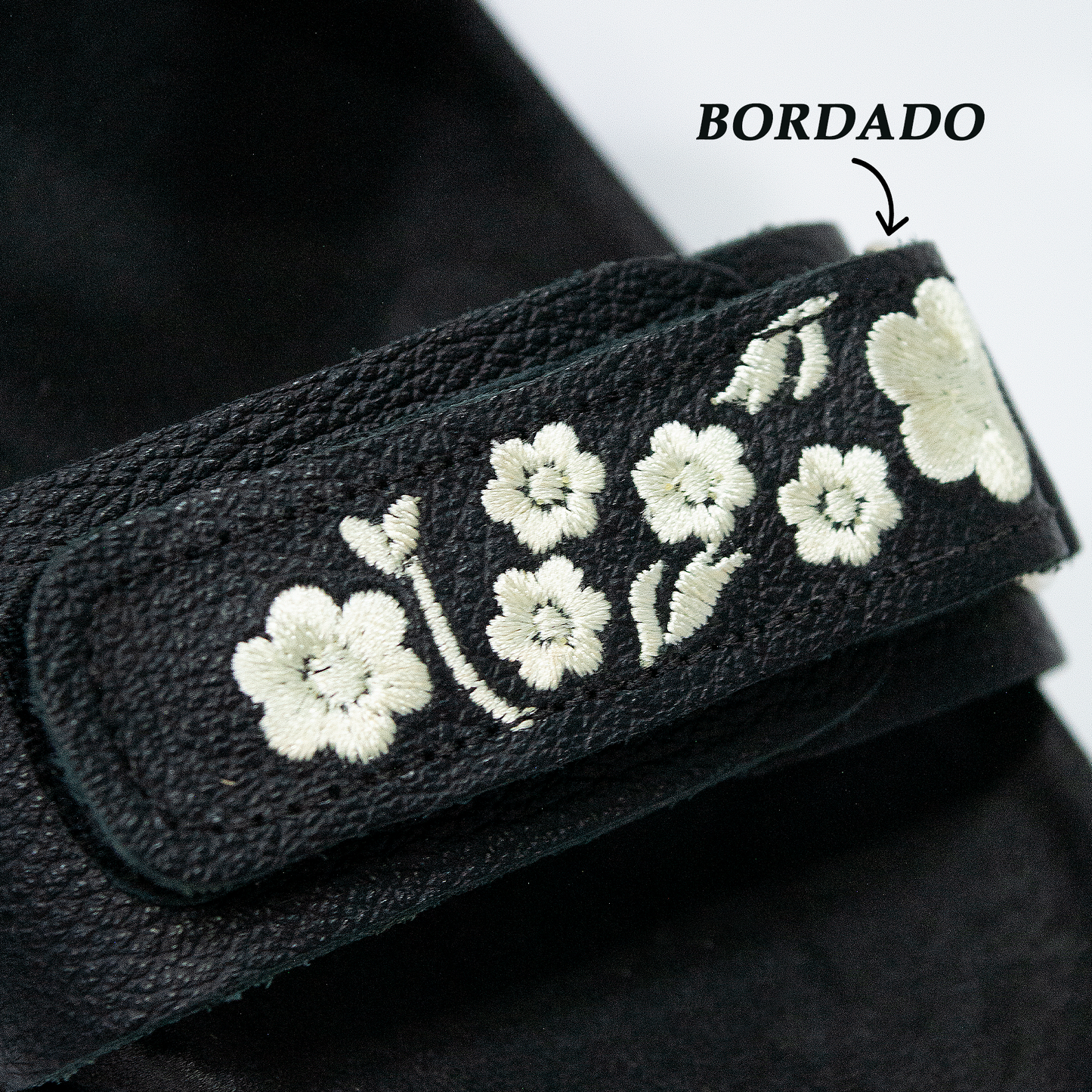 AMELIA BORDADA NEGRA 100% CUERO