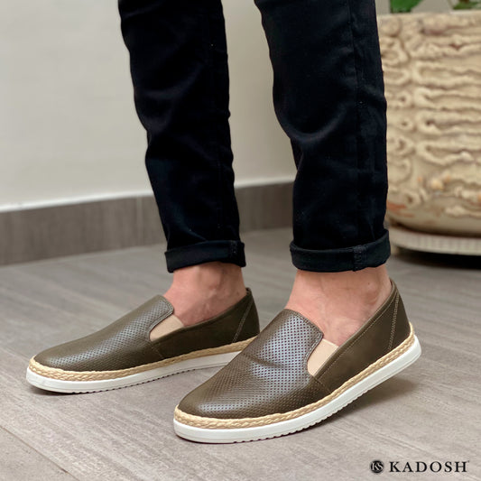 Últimas tallas - TENIS HOMBRE ESPADRILA CUERO VERDE
