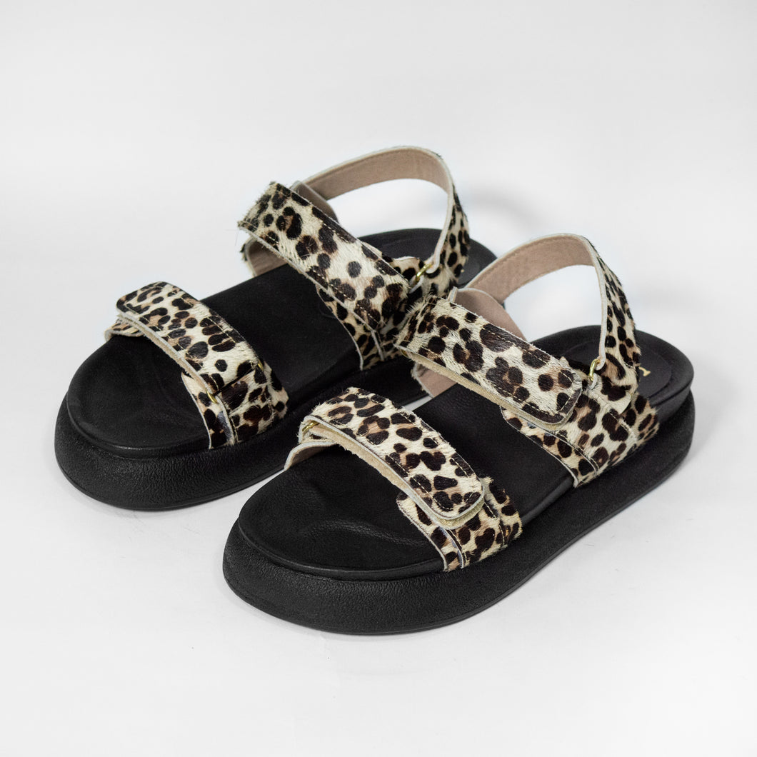 PLATAFORMA CAYETANA ANIMAL PRINT 100% CUERO