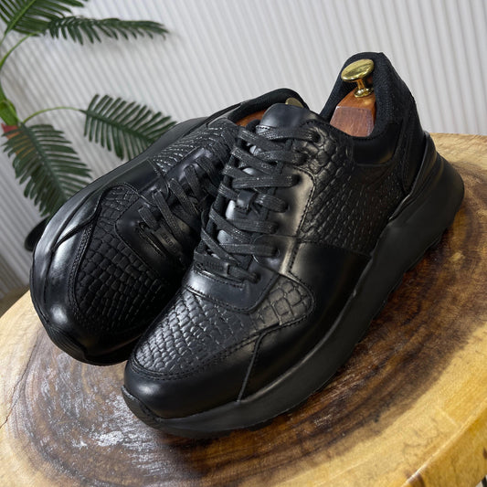 Últimas tallas - TENIS HOMBRE CUERO OPORTO NEGRO