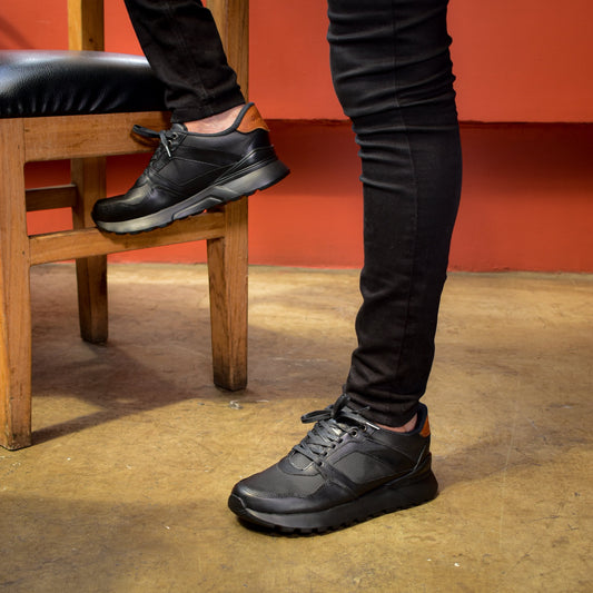 Últimas tallas - TENIS HOMBRE CUERO BOSTON NEGRO