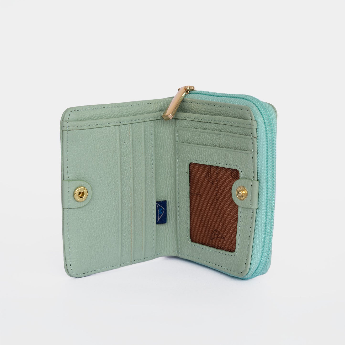 BILLETERA DAMA CUERO VERDE MENTA 216