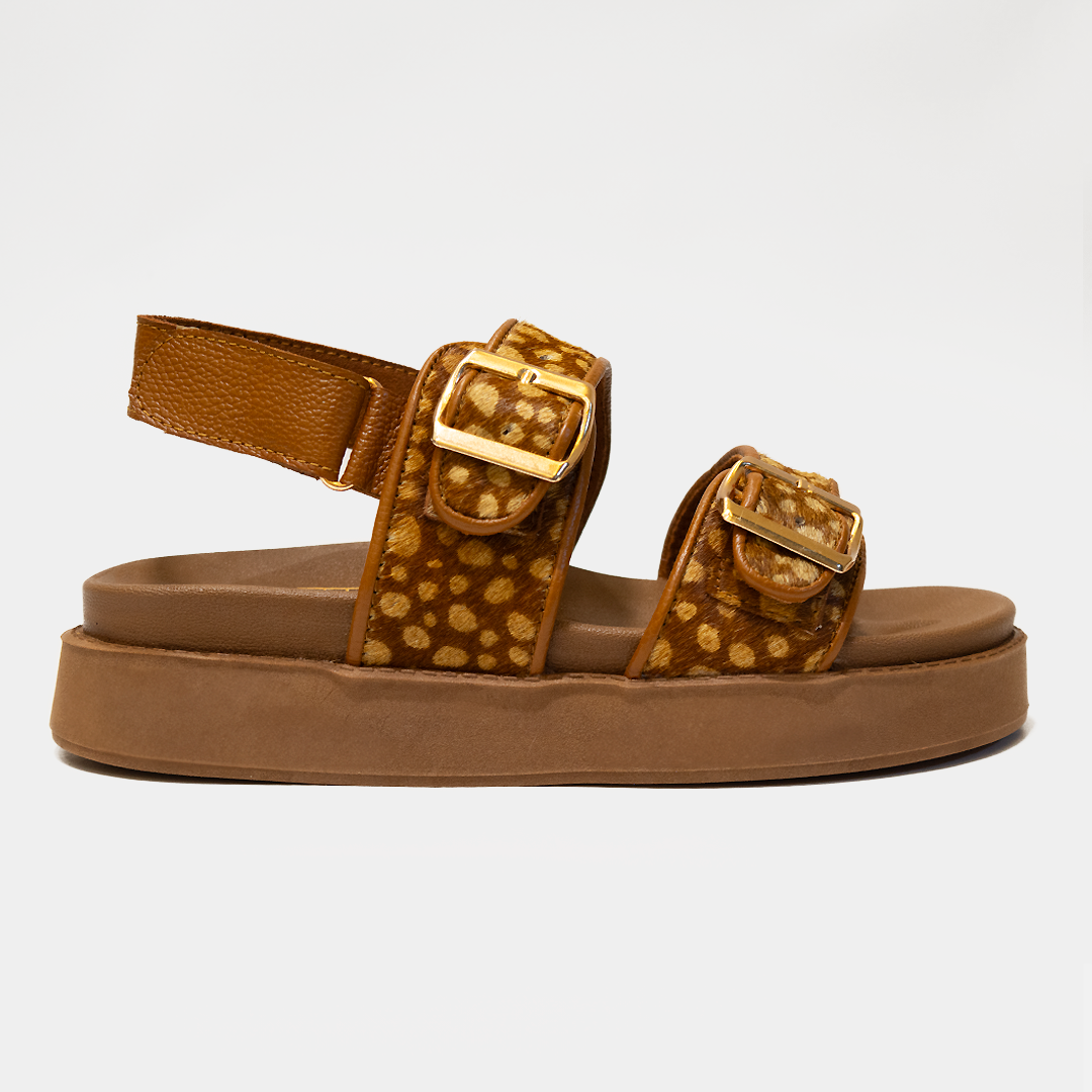 ALESSIA ANIMAL PRINT MIEL 100% CUERO