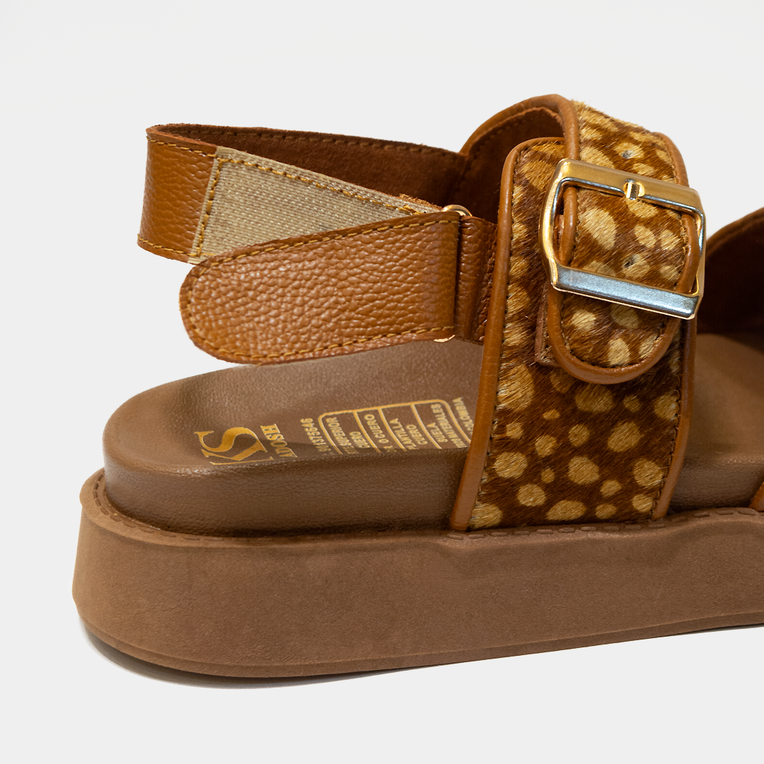 ALESSIA ANIMAL PRINT MIEL 100% CUERO