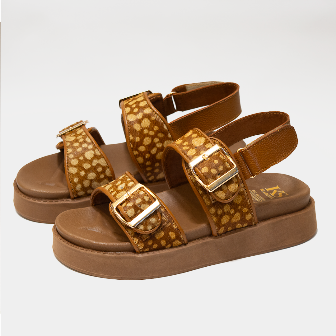 ALESSIA ANIMAL PRINT MIEL 100% CUERO