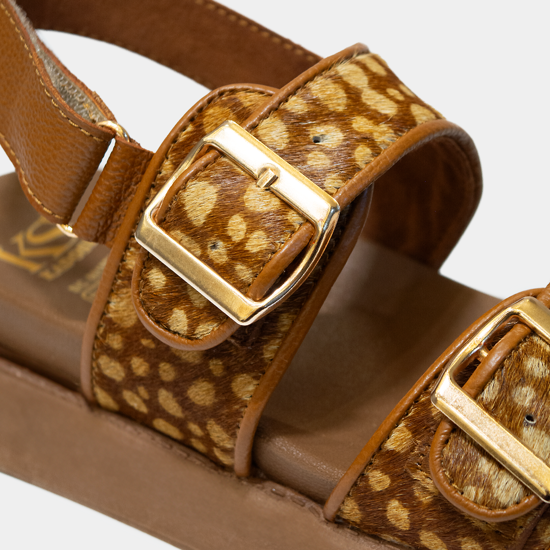 ALESSIA ANIMAL PRINT MIEL 100% CUERO