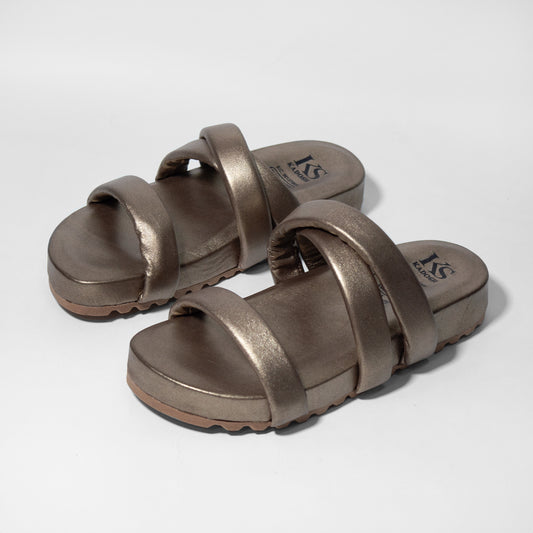 Últimas pares -  LORETA BRONCE 100% CUERO