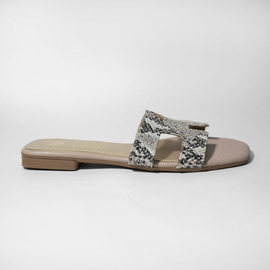 Últimas tallas - SANDALIA 100% CUERO PRINT TAUPE