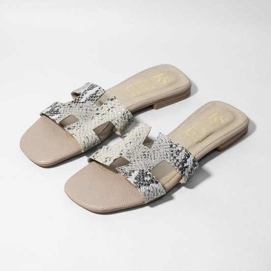Últimas tallas - SANDALIA 100% CUERO PRINT TAUPE