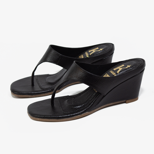 TACÓN FATIMA CUERO NEGRO