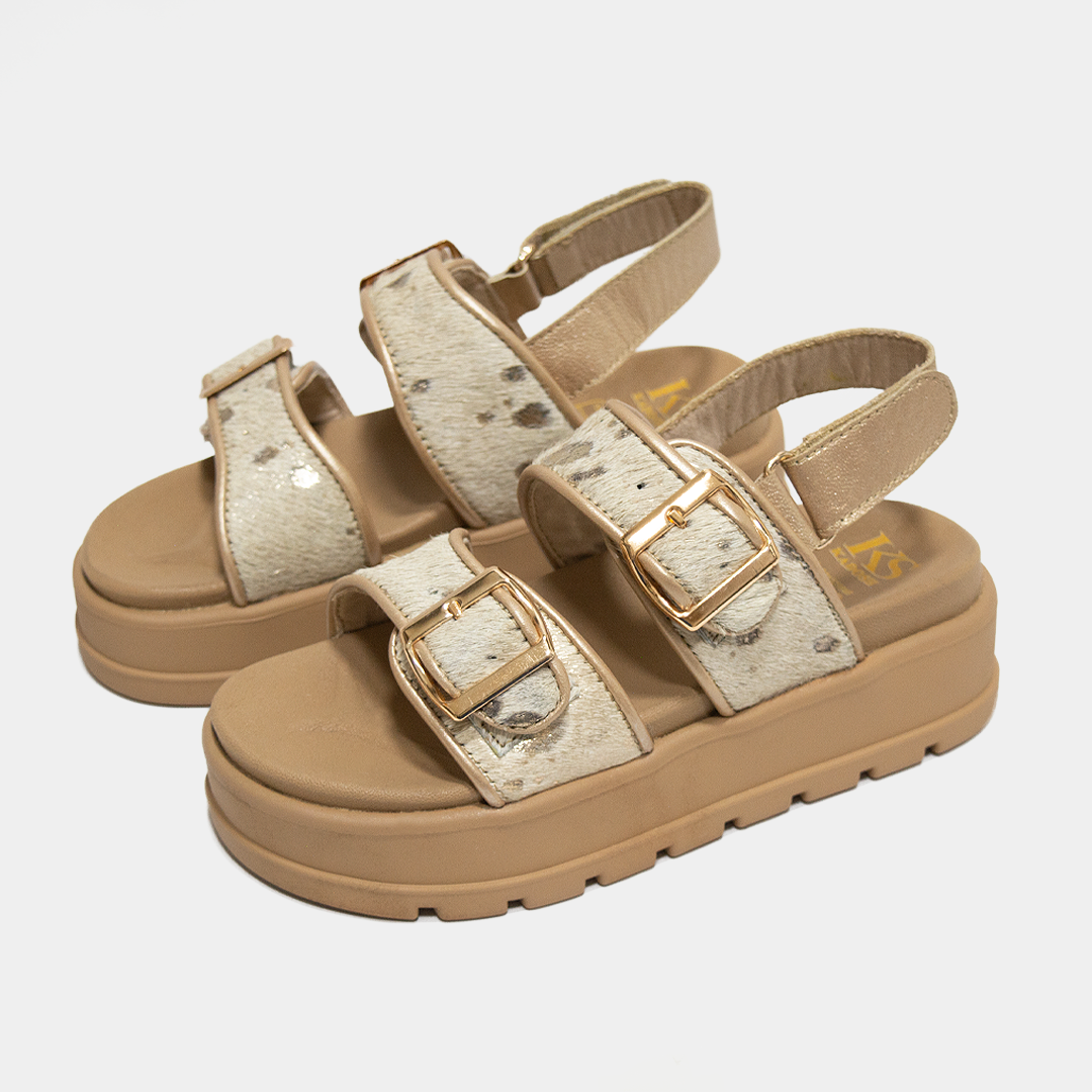 ALESSIA ANIMAL PRINT GOLD 100% CUERO