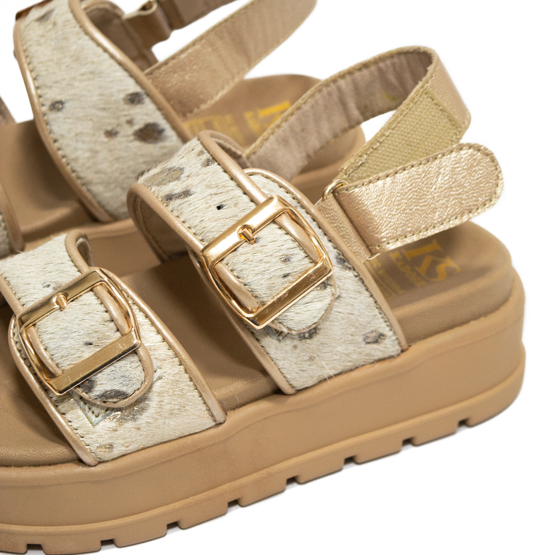 ALESSIA ANIMAL PRINT GOLD 100% CUERO