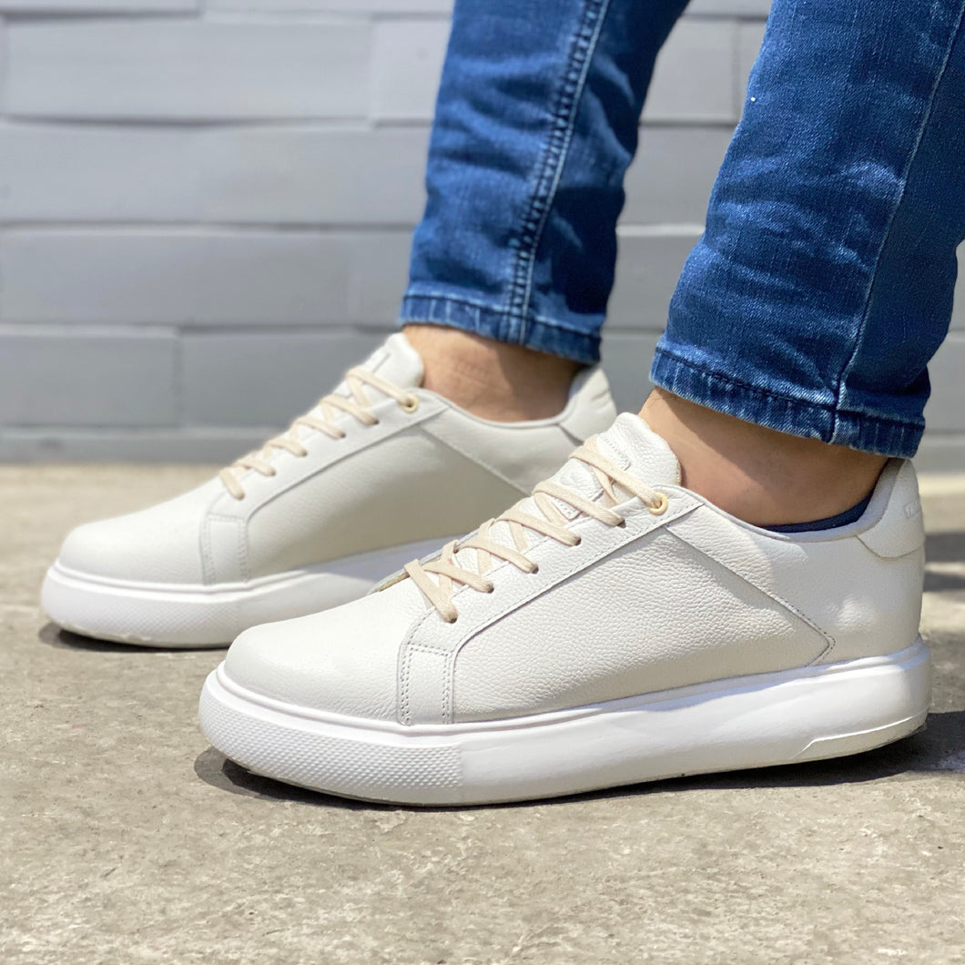 Últimas tallas - TENIS HOMBRE CUERO LONDON BLANCO HUESO