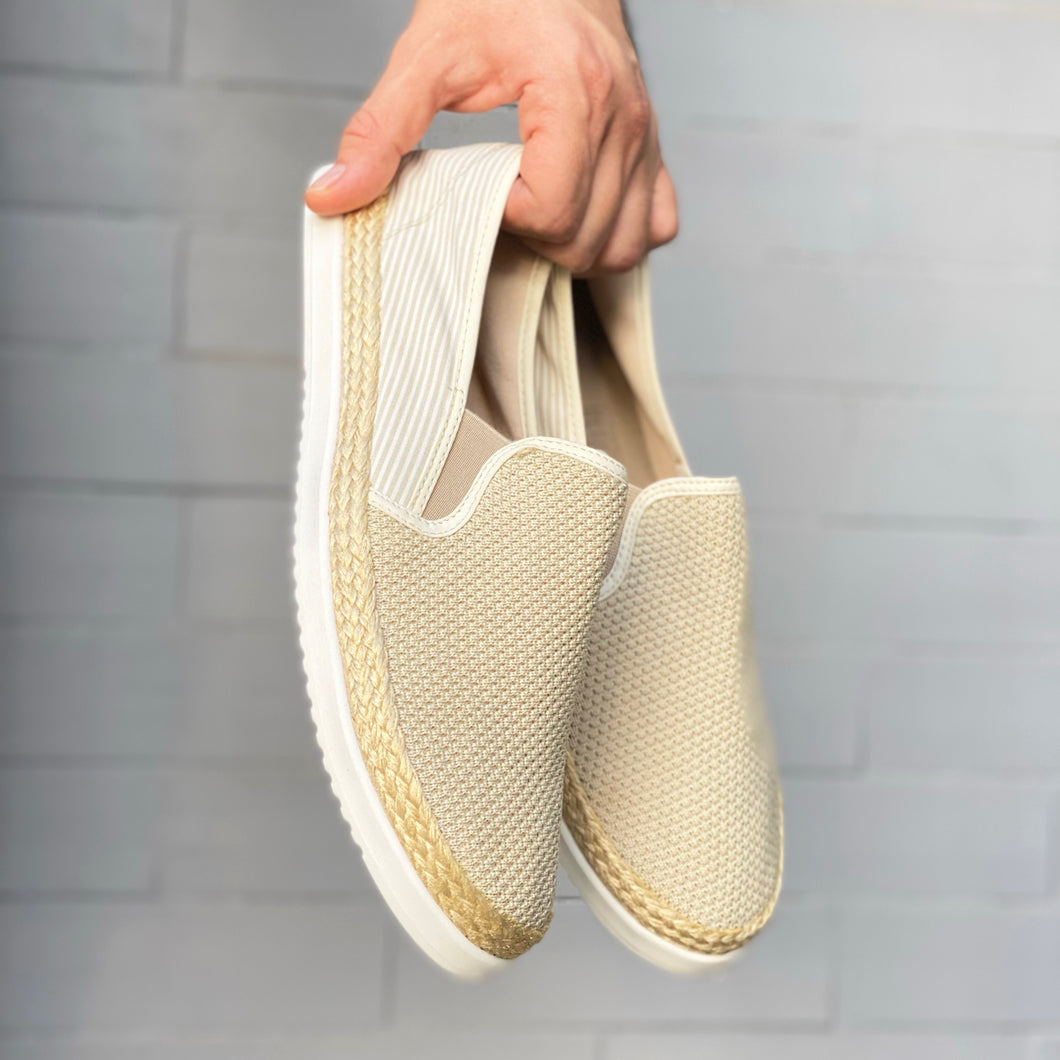 Últimas tallas-TENIS HOMBRE ESPADRILA RAYAS BEIGE