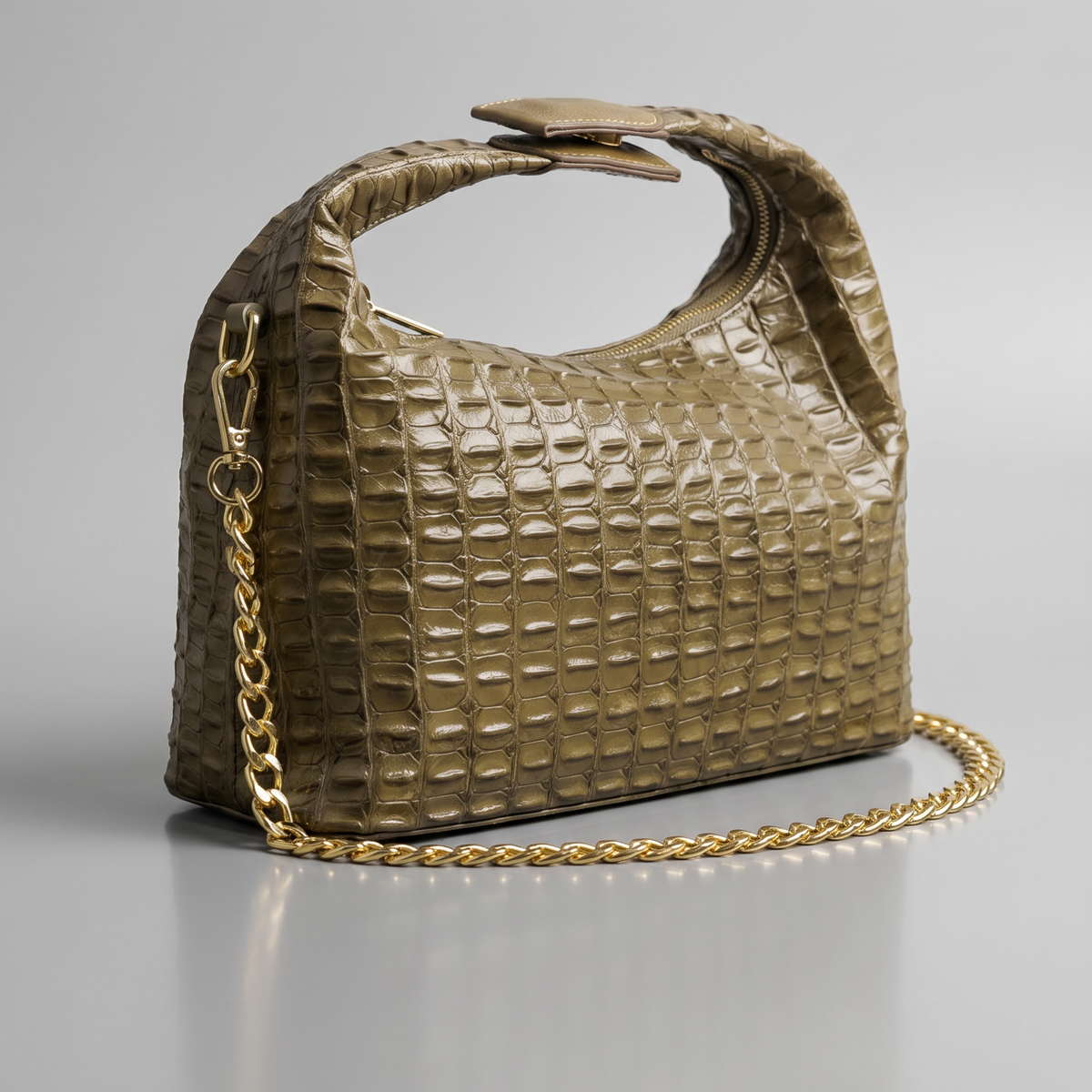 BOLSO CLEO VERDE OLIVA 100% CUERO