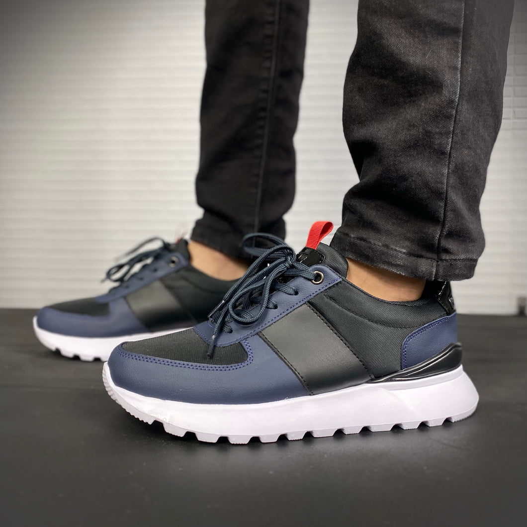 Últimas tallas-TENIS HOMBRE OXFORD AZUL X NEGRO