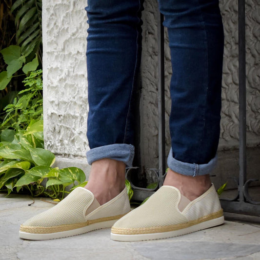 Últimas tallas-TENIS HOMBRE ESPADRILA RAYAS BEIGE