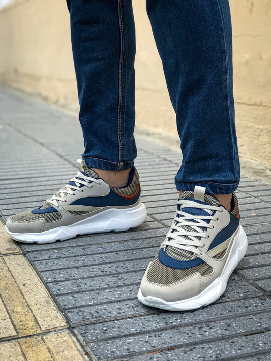 Últimas tallas-TENIS HOMBRE K38 AZUL x BEIGE